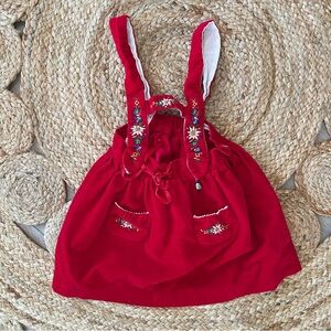 Kids Girls Vintage Swiss Velvet Embroidered Jumper Dress size 4